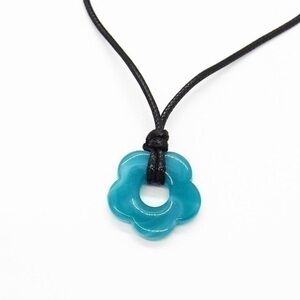 Blue Acrylic Flower Necklace
